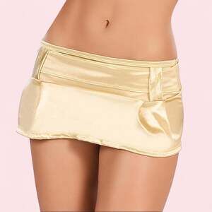 Vintage Y2K Deadstock Espiral Gold Metallic Micro Mini Skirt, Low-Rise Rave S/M